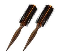 CHILDWEET Spazzole Rotonde Resistenti al Calore 2 Pezzi con Setole di Cinghiale e Manico in Legno, Portatili per Styling Professionale e Facile da Usare in Viaggio