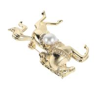 CHILDWEET Spilla Stile Vintage Elegante Resistente allo Sbiadimento Cavallo in Lega con Perle e Cristalli Scintillanti per Anniversari e Halloween