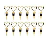 CHILDWEET Tappo per Vino a Forma di Cuore in Lega Oro 12 Pezzi Chiusura Ermetica per Conservazione Vino Aperto Decorazioni Tavola per Feste