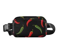 Chili Black - Marsupio da donna, impermeabile, con cintura carina, per uomo, nero peperoncino, 20,3 x 13,5 x 5,8 cm, divertente, carino, nero peperoncino, 20,3 x 13,5 x 5,8 cm, divertente e carino