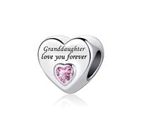 Chili Jewelry Charm a forma di cuore in cristallo rosa per mamma, figlia, zia, papà, nonna, amici, compatibile con braccialetti Pandora, Metallo, rame.