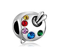 Chili Jewelry Charm per tavolozza di colori e pennello da pittore compatibile con braccialetti Pandora, Metallo, Nessuna pietra preziosa