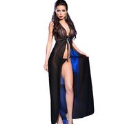 Chilirose - cr 3275 babydoll lungo e perizoma nero s/m
