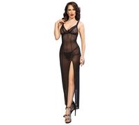 Chilirose CR 4723 - Babydoll Lungo con Perizoma Abbinato Nero M