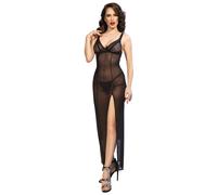 Chilirose - cr 4723 babydoll lungo e perizoma nero s