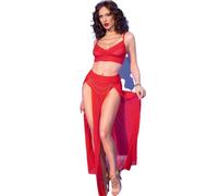 Chilirose CR 4850 - Set Top e Leggings Rossi con Accessori Dorati S