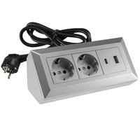 ChiliTec Blocco multipresa angolare con 2 prese prese USB A e USB C PD con cavo
