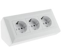 ChiliTec Ciabatta elettrica angolare a 3 prese, 230 V, per cucina, ufficio, officina, bianco opaco