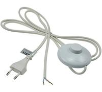 ChiliTec Cavo di alimentazione con interruttore e collegamento fai da te, lampada paralume per apparecchi decorativi (bianco, estremità nude + 2 m + interruttore a pedale).