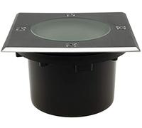 ChiliTec Lampada da incasso a pavimento, rettangolare, 70 mm, piatta, 12 x 12 cm, IP65, portabile e resistente ai calpesti, 2 attacchi per esterni