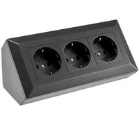 ChiliTec Multipresa a 3 ingressi, 230 V, angolo di 45°, per cucina, piano di lavoro e officina, colore nero