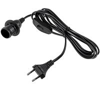 ChiliTec Portalampada E14 con interruttore, attacco con cavo da 3,4 m, anello di montaggio per paralumi, carta, luci, stelle, colore nero