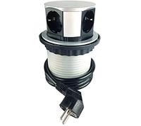 ChiliTec - Presa a Scomparsa per scrivania e Piano di Lavoro, 230 V, con Cavo di Collegamento (Retrattile, 4 Prese)