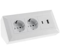 Presa angolare con blocco presa Presa con contatto di protezione a 2 vie USB-A USB-C PD bianco