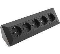 ChiliTec Presa angolare a 5 prese, 230 V, angolo di 90° per montaggio angolare, presa di montaggio per cucina, officina, colore nero