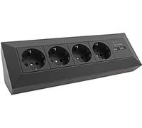 ChiliTec Presa angolare da cucina con USB, presa doppia, 4 prese, 2 prese USB 3,1 A, angolo di 90 gradi, 230 V, montaggio a superficie e angolare, per piano di lavoro, cucina, colore nero
