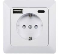 ChiliTec Presa da incasso MILOS USB-A USB-C porta di ricarica PD 3.0 230 V presa con contatto di protezione bianco opaco