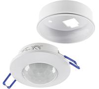 ChiliTec Rilevatore di movimento a LED da incasso a 360° per interni e soffitto, 230 V, portata di 8 m, con telaio di montaggio, bianco