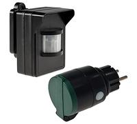 ChiliTec Rilevatore di movimento radio con presa Pilota Casa Set IP44 230 V sensore di movimento radio con sensore crepuscolare 8 m presa radio fino a 30 m per monitoraggio esterno di casa, cortile,