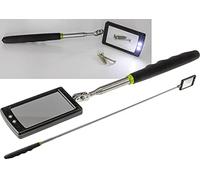 ChiliTec Specchio telescopico con illuminazione a LED, allungabile, 28-88 cm, con impugnatura morbida, orientabile