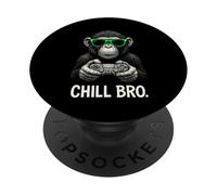 Chill Bro Cooler Scimmia con occhiali da sole, regalo divertente PopSockets PopGrip Adesivo