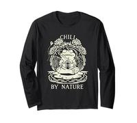 Chill By Nature Cottagecore Frog Meditation Vintage Badge Maglia a Manica