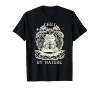 Chill By Nature Cottagecore Frog Meditation Vintage Badge Maglietta