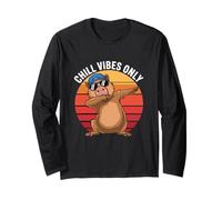 Chill Dabbing Capybara Retro Tramonto Maglia a Manica
