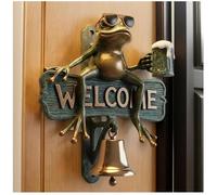 Chill Frog - Campanello di benvenuto con rana che indossa una birra, divertente campanello decorativo in resina dipinto a mano, per casa, ufficio, portico, cancello da giardino (25 x 25 cm)