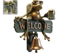 Chill Frog Welcome Doorbell, Frog Wind Chimes for Outside, Metal Frogs Garden Decor, Wall Decoration Gifts Sign, Door Chimes When Door Opens for Room, Basic Button Entering Ringer Outdoor(1PC,Large)