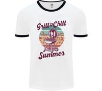 Chill & Grill Divertente Estate BBQ Braai Uomo Ringer T-Shirt