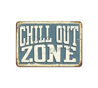 Chill Out Zone - Targa decorativa in latta con vasca idromassaggio, 20 x 30 cm, stile retrò, per casa, bagno, casa, bagno, camera da letto, WC, garage, divertente decorazione da parete