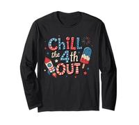 Chill the 4th Out - Funny USA Rocket Popsicle, fuochi d'artificio retrò Maglia a Manica