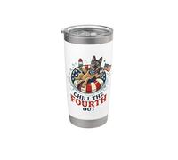 Chill The 4th Quarto Fuori Pastore Tedesco 4 Luglio Cane Bicchiere termico in acciaio inox doppia parete