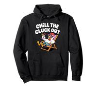 Chill The Cluck out Summer Vacation Beach Funny Pun Pollo Felpa con Cappuccio