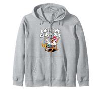Chill The Cluck out Summer Vacation Beach Funny Pun Pollo Felpa con Cappuccio