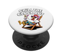 Chill The Cluck Out Summer Vacation Beach Funny Pun Pollo PopSockets PopGrip Adesivo