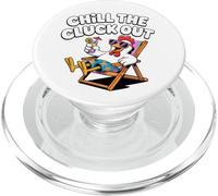 Chill The Cluck Out Summer Vacation Beach Funny Pun Pollo PopSockets PopGrip per MagSafe
