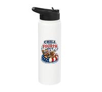 Chill The Fourth Out Funny Yorkie Lover per uomini, donne e bambini Stainless Steel Insulated Water Bottle