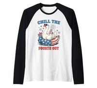 Chill The Fourth out Patriotic Goose 4 luglio Pool Float Art Maglia con Maniche Raglan