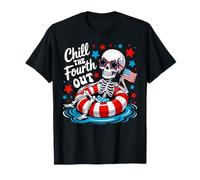 Chill the Fourth Out Skeleton Funny 4th Of July Party Maglietta