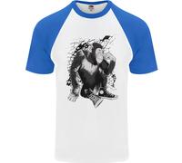 Chilled Out Chimp Chimpanzee Monkey Uomo S/S Baseball T-Shirt