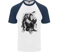 Chilled Out Chimp Chimpanzee Monkey Uomo S/S Baseball T-Shirt