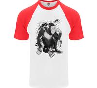 Chilled Out Chimp Chimpanzee Monkey Uomo S/S Baseball T-Shirt