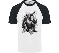 Chilled Out Chimp Chimpanzee Monkey Uomo S/S Baseball T-Shirt
