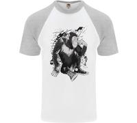 Chilled Out Chimp Chimpanzee Monkey Uomo S/S Baseball T-Shirt