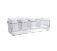 Chilled Serving Tray, Condiment Ice Platter, 15.94x5.71x5.31 Inches Removable Compartments with Clear Lid, Garnish Organizer for Buffet Birthday Holiday Events and Party Server Use