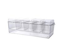 Chilled Serving Tray, Condiment Ice Platter, 15.94x5.71x5.31 Inches Removable Compartments with Clear Lid, Garnish Organizer for Buffet Birthday Holiday Events and Party Server Use