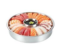 Chilled Serving Tray Parties - Portable Stainless Steel for Home House | Ice Cold Buffet Platter with Cooling Chiller Plate, Refrigerated Appetizers Salad Tray for Hotel Catering, 10.23x10.23x2.28in