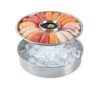 Chilled Serving Tray - Party Ice Platter | Stainless Steel Appetizer Plate